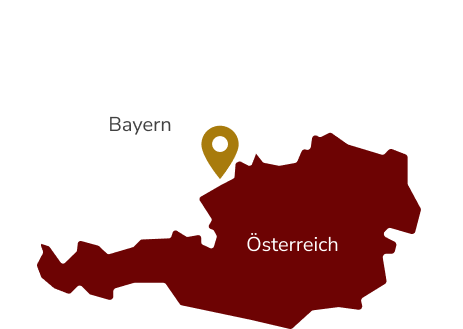 Übersichtskarte von Bayern mit dem Standort des Hotel in Bad Birnbach.